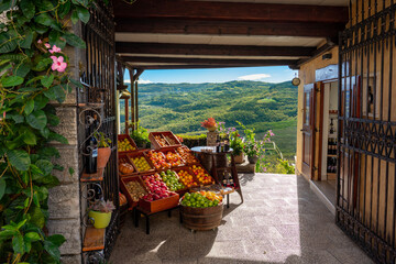 the most beautiful fruit vegetable shop with a nice view in Croatia Motovun