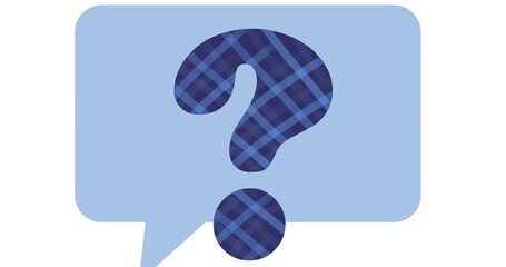 Image of question mark over speech bubble on white background