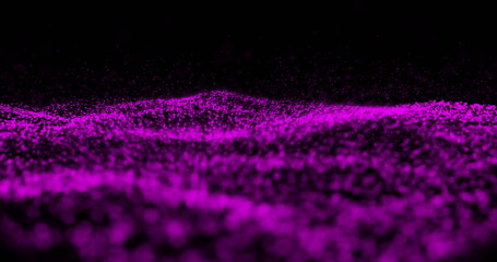 Digital image of purple digital wave moving against black background