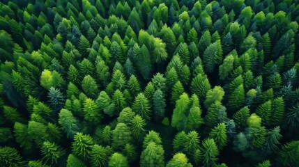 Aerial view  green trees absorb co2 for forest carbon neutrality and environmental balance