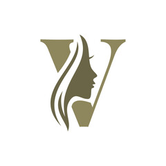 Letter V Beauty Face Logo