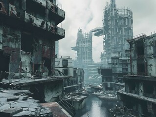 Dystopian city hope extinguished - obrazy, fototapety, plakaty