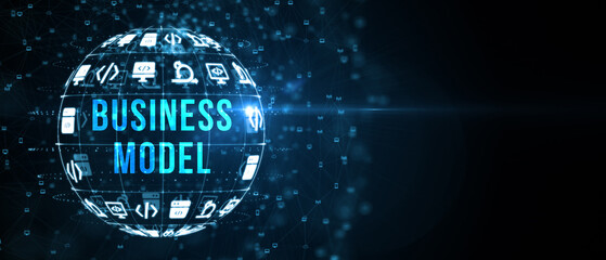 Business, Technology, Internet and network concept. Shows the inscription: BUSINESS MODEL. 3d illustration