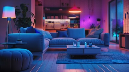 IoT-enabled smart home devices in a modern living setting