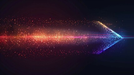 digital arrow pointing right shaped by dynamic neon glowing  lines in a dark background.
