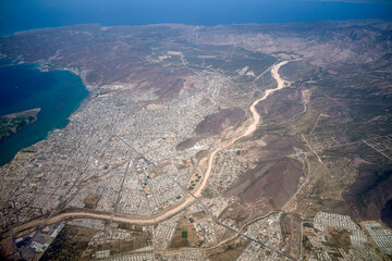 la paz baja california sur aerial view from aircraft