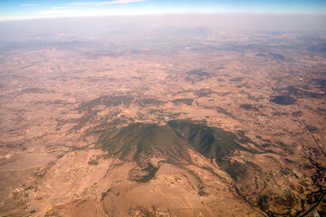 central mexico aerial view from airplane
