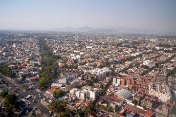 Fototapeta na wymiar mexico city aerial view landscape from airplane