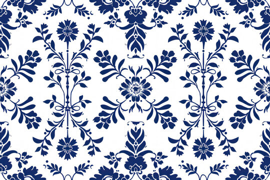 Early American 18th Century Stencil Pattern, Historical motif ,seamless repeating pattern.