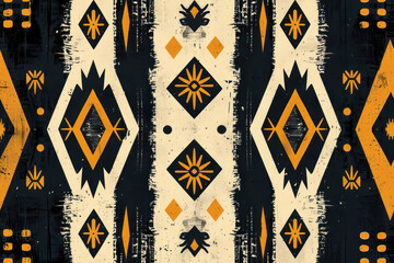 Two-tone Minimalist Tribal Pattern, Repetitive, stylish ,seamless repeating pattern. - obrazy, fototapety, plakaty