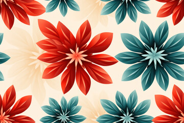 Fototapeta na wymiar Geometric Flower Pattern, Artistic, symmetrical ,seamless repeating pattern.