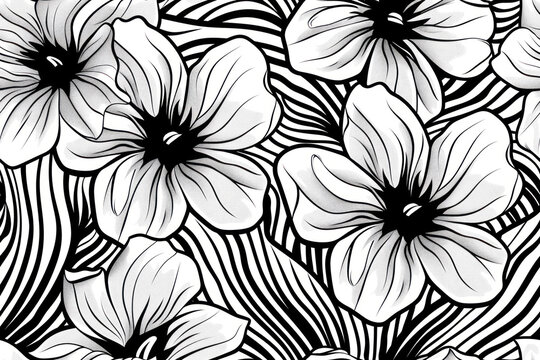 Liquid Style Coquette Decor Paper, Seamless line art, black on white ,seamless repeating pattern.