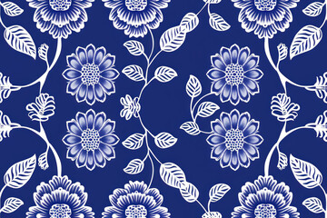 One-Color Simple Batik Vector, Outline or icon design ,seamless repeating pattern.