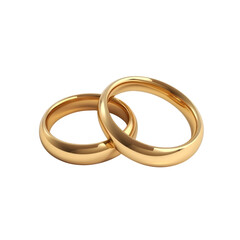Two golden wedding rings isolated on transparent background Generative Ai