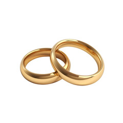 Two golden wedding rings isolated on transparent background Generative Ai