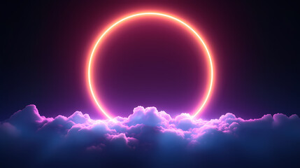 Obraz premium 3d rendering abstract cloud illuminated with neon lights