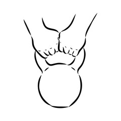 Kettlebell vector sketch icon isolated on background. Hand drawn Kettlebell icon.