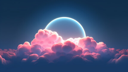 3d rendering abstract cloud illuminated with neon lights