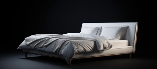 White bed isolated on a dark black background