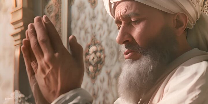 a arabic bearded man is praying