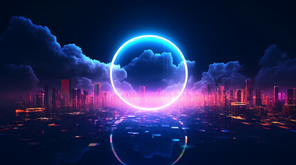 Fototapeta premium 3d rendering abstract cloud illuminated with neon lights