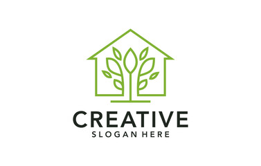 Elegant minimalist tree house logo design