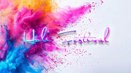 Colorful ink holi festival poster with copy space
