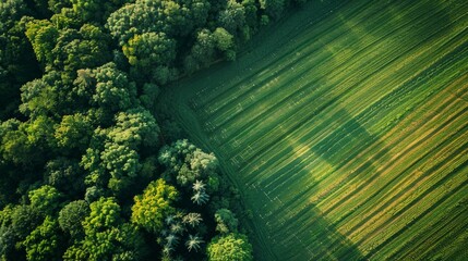 Above golden paddy field during harvest season. Beautiful field sown with agricultural crops and photographed from above. top view agricultural landscape areas the green and yellow fields.