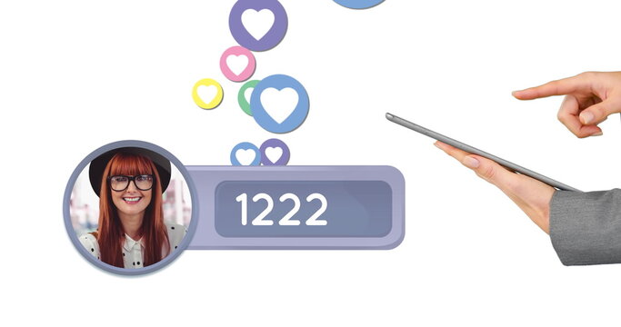 Image of a heart count bar increasing in numbers while heart icons fly upwards