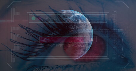 Image of data processing over eye and globe