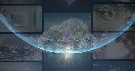 Image of data processing over globe