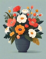 Bouquet of flowers in a vase. Generated by AI.