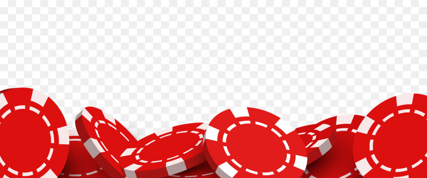 Border or frame of red chips. Chips border. Vector illustration isolated on a transparent background.