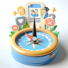 3d flat icon Digital Marketing Compass Concept as A compass pointing toward customer-centric decisions with isolated (1).jpg