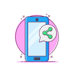Mobile phone with share icon cartoon vector illustration. Smartphone sharing file concept