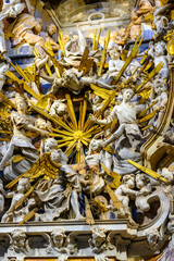 Interior medieval architecture features in the Toledo Catholic Cathedral, Spain