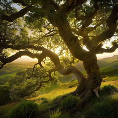 Artistic Depiction of Trees in the Landscape generative ai