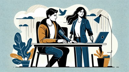 two disabled colleagues working together