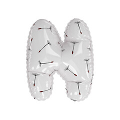 3D dandelion pattern helium balloon letter N