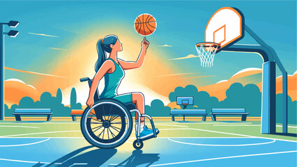 handicapped woman playing basketball