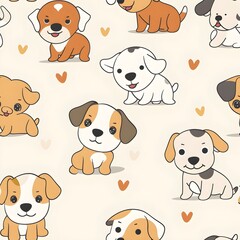 Seamless pattern with dogs