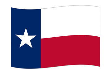 Waving flag of the Texas state. Vector illustration.