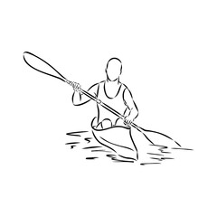 Doodle style canoe and paddles sketch in vector format.