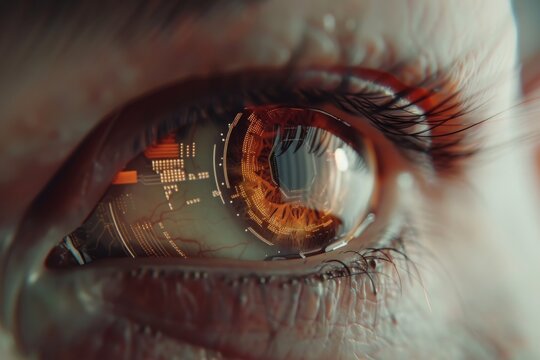 Backdrop background featuring a detailed and unique human eye, complimented by HUD technology