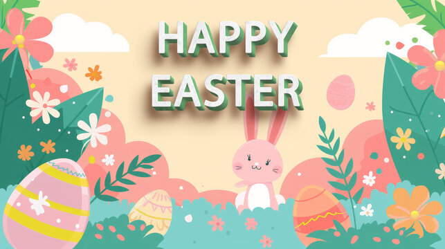 Flat background for easter holiday with copy space
