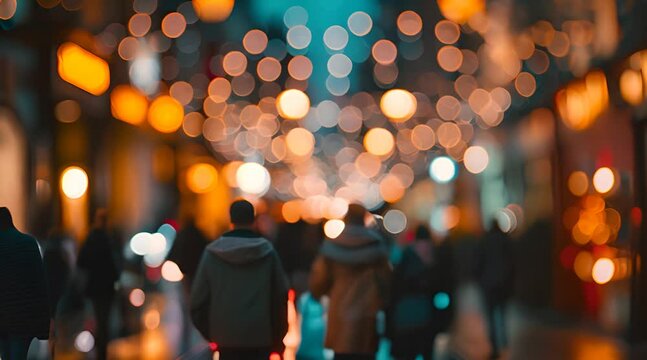 blur abstract people background, unrecognizable silhouettes of people walking on a street