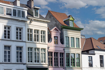 Colorful buildings at Bij Sint-Jacobs, Ghent, Belgium