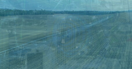 Image of data processing over landscape