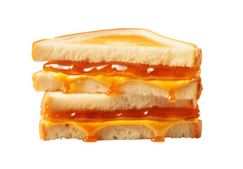 Photo of a delicious sandwich with orange marmalade isolated on a white background