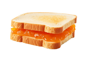 Photo of a delicious sandwich with orange marmalade isolated on a white background